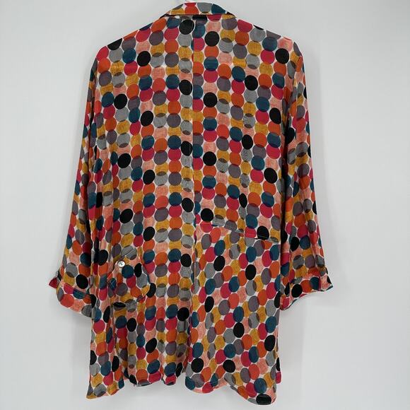 John Mark Shirt Womens XL Multicolor Polka Dot Button Front Tunic Lightweight - Picture 9 of 11